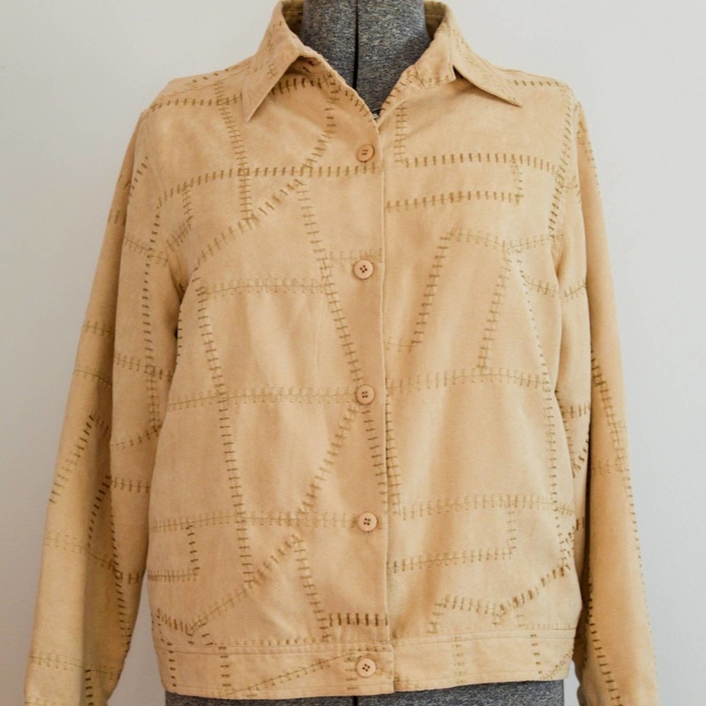 Vintage Y2K patchwork faux suede shacket